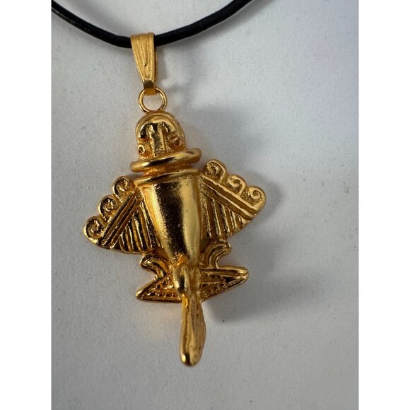 24k Gold Plated Golden Jet Pendant Necklace Handmade In Columbia With Certificat - Picture 4 of 16